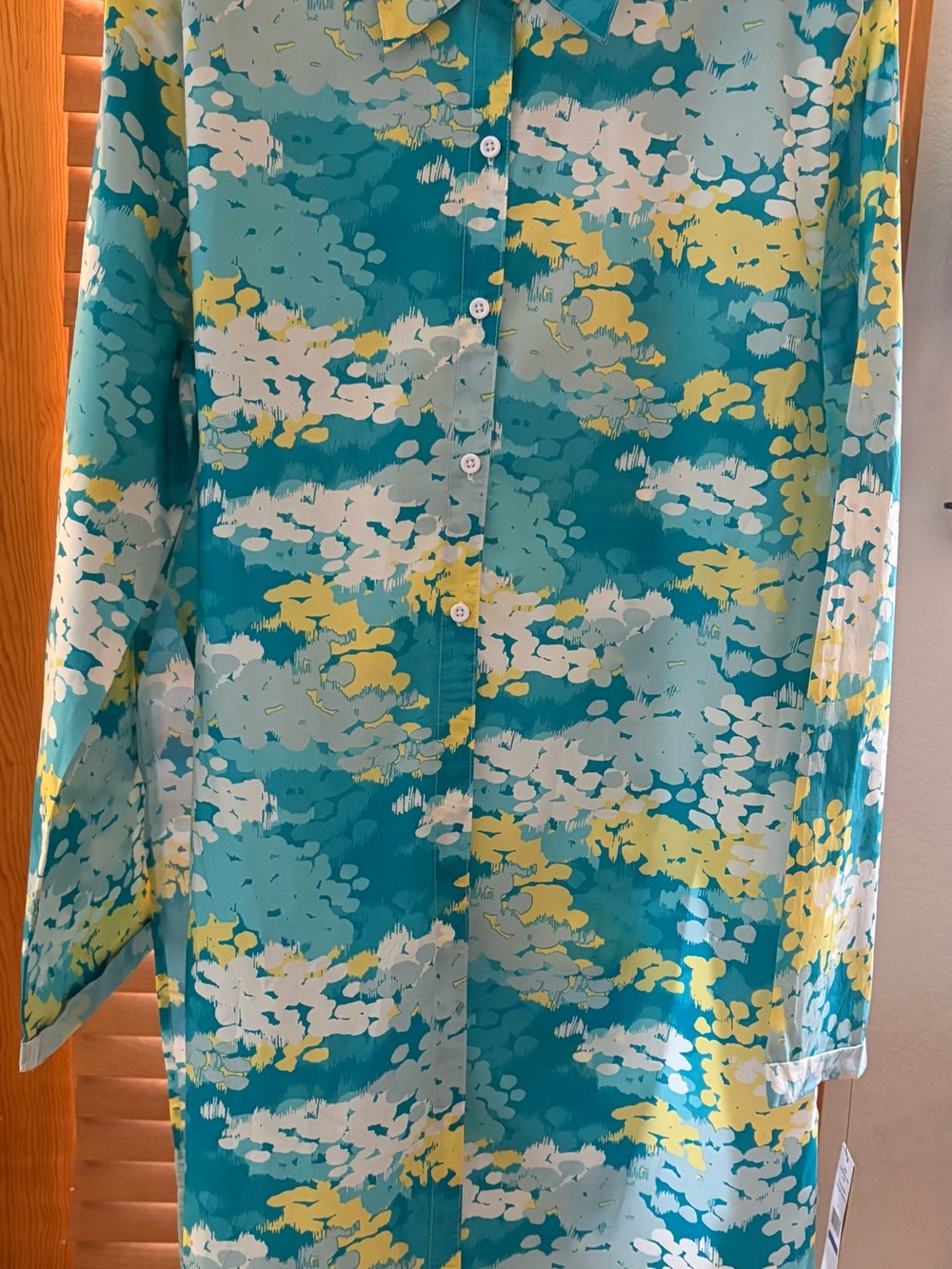 Carmen Mark Valvo Vibrant Teal & Yellow Swim Cover-Up Size XL